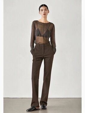 New w/ Tags Massimo Dutti Slim Fit Trousers in Chocolate Brown size 8.